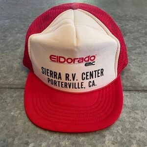 Vintage ElDorado EMC Motorhome RV Snapback Trucker Hat Red White 80s 90s Retro